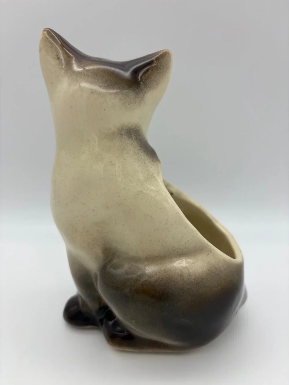 Vintage Siamese Cat Planter Blue Eyes MCM Ceramic Pottery 6 Inch US Royal Copley